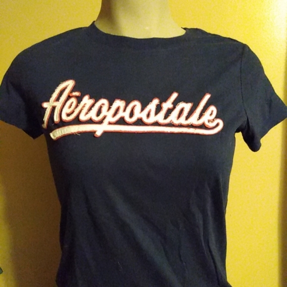 Aeropostale woman's dark blue short sleeve classic crew t- shirt size large - Picture 2 of 4
